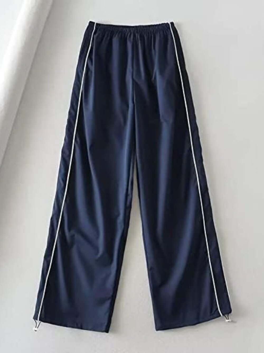 XPONNI Women's Baggy Y2K Parachute Pants Navy Medium